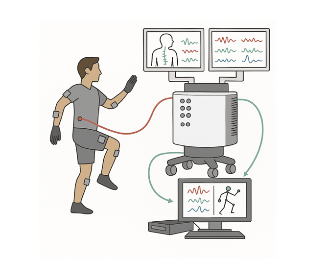 Intraoperative epidural spinal recording with high-density MXene array and limb motion capture.